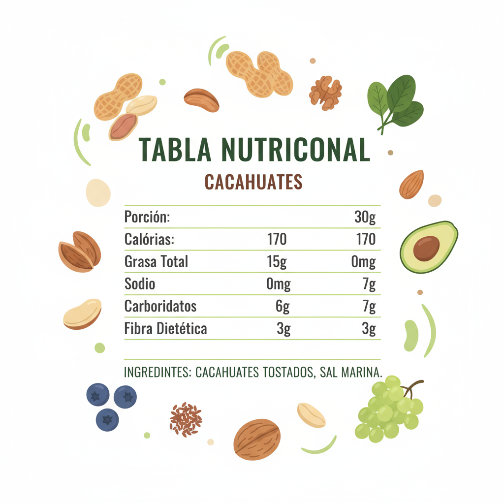 El perfil nutricional de los cacahuates